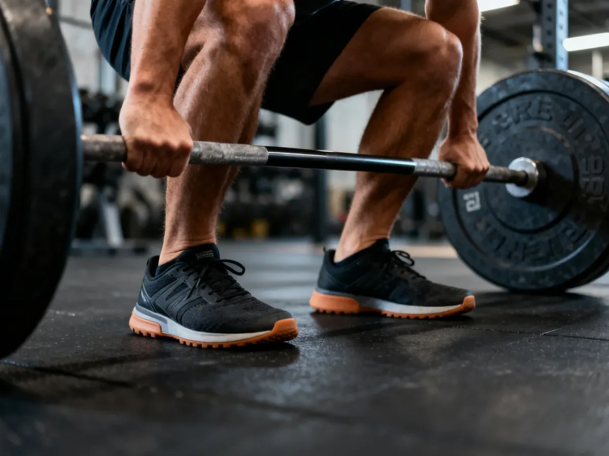 Stabilne buty CrossFit podczas przysiadu ze sztangą