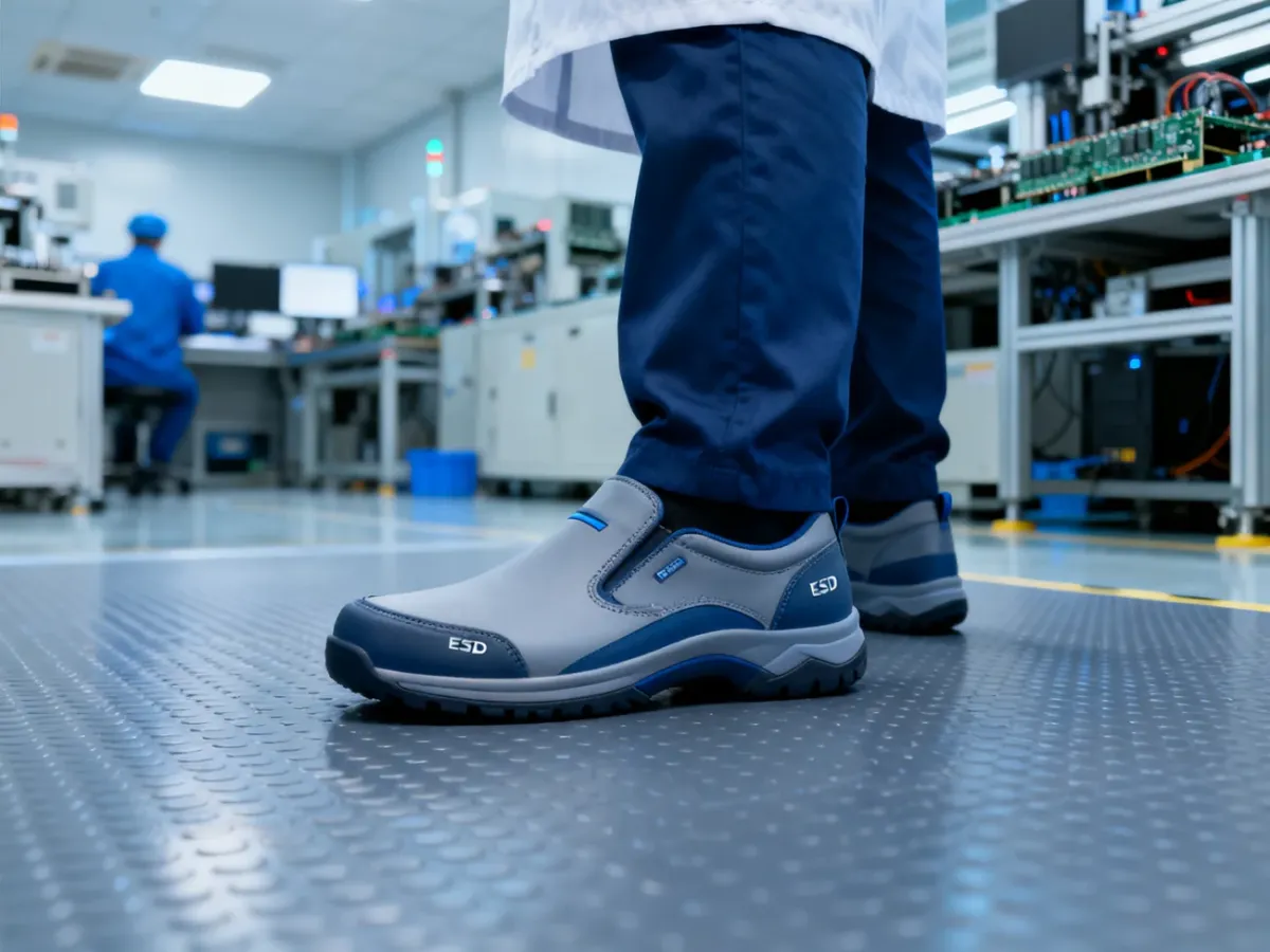 Buty ESD na stanowisku pracy w strefie ochrony przed wyładowaniami elektrostatycznymi
