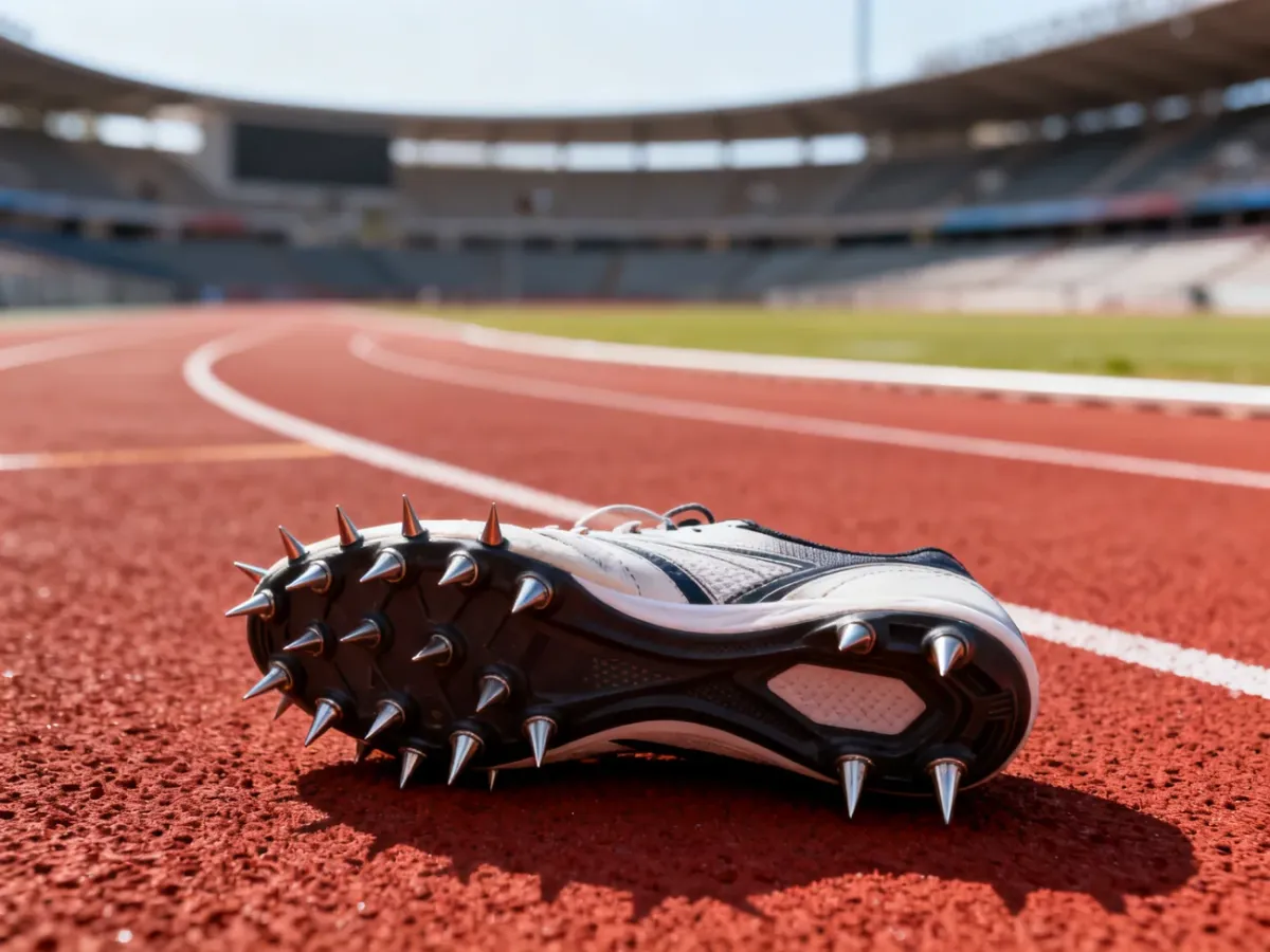 Kolce lekkoatletyczne ustawione na tartanowej bieżni