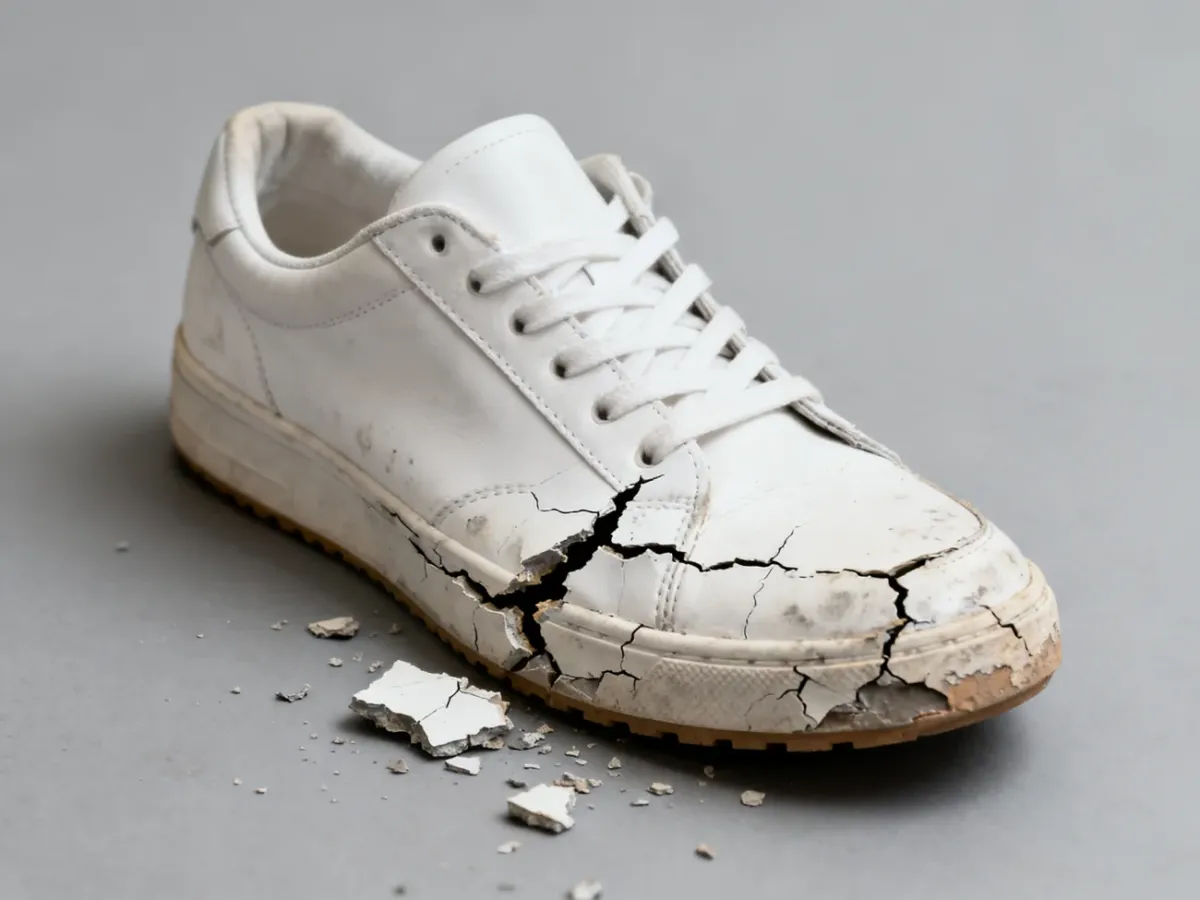 Uszkodzona i pękająca gumowa podeszwa sneakersa